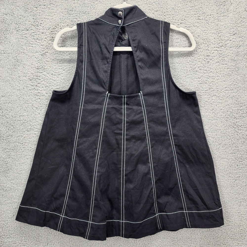 Maeve Black Mock Neck Sleeveless High Neck Stitch Detail A-Line Top Size Small‎ - Picture 5 of 12